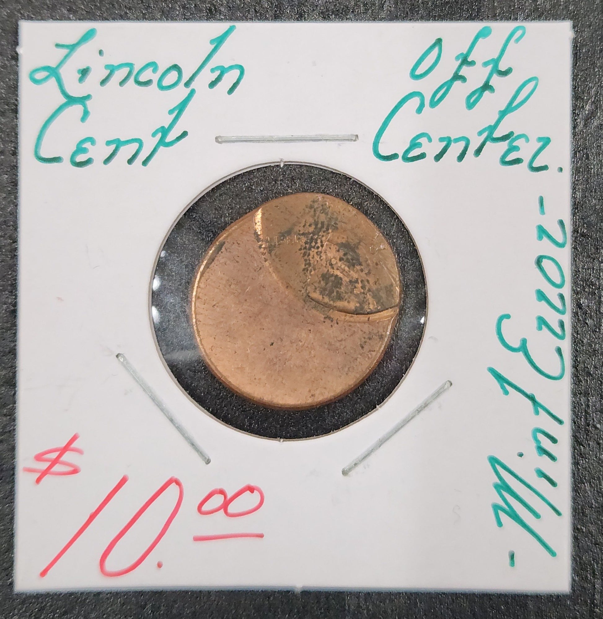 Lincoln Cent Off Center Mint Error YR9H — Obverse