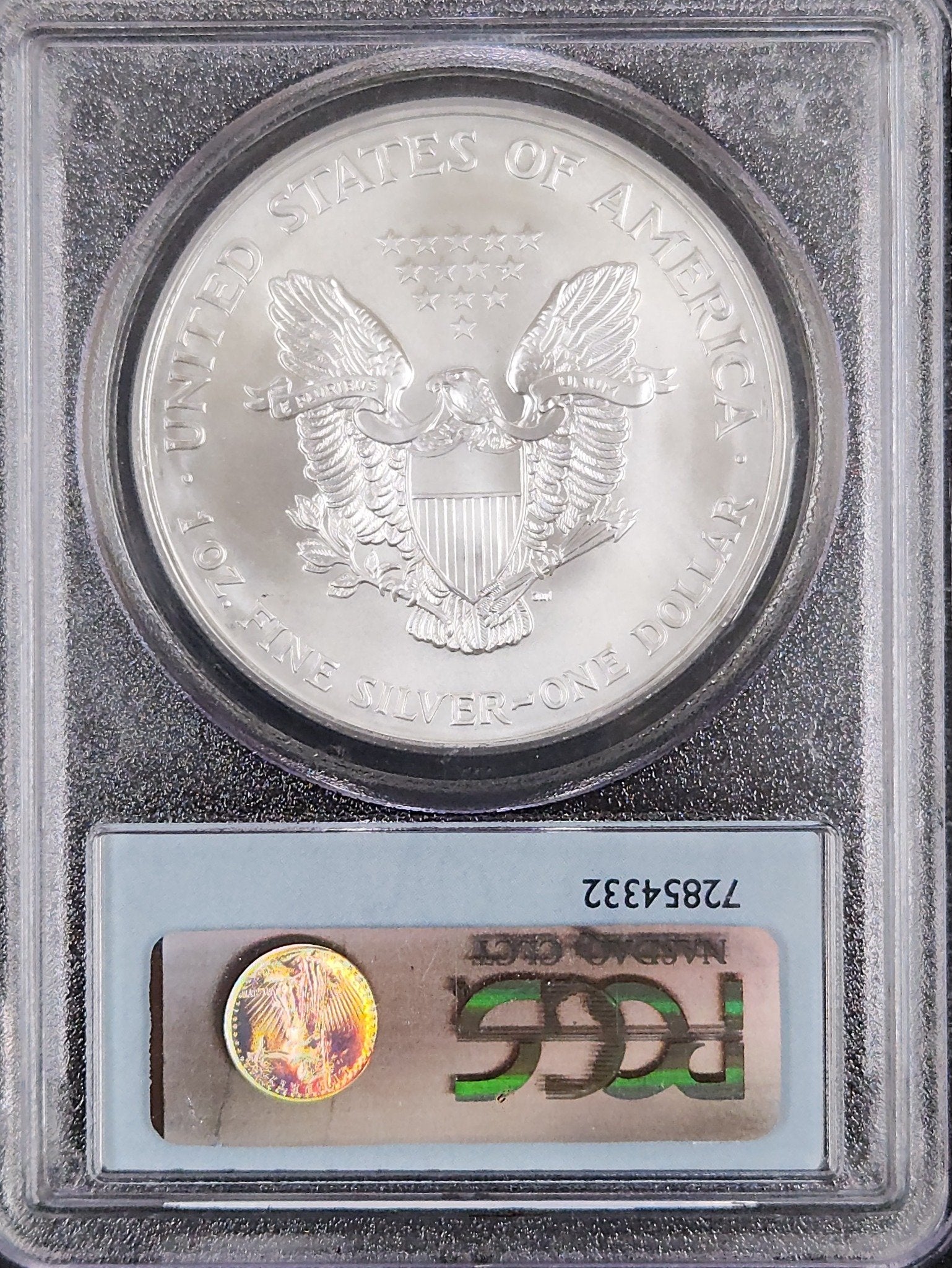 Lance Armstrong 2002 $1 Silver Eagle PCGS MS69 V6VC — Reverse