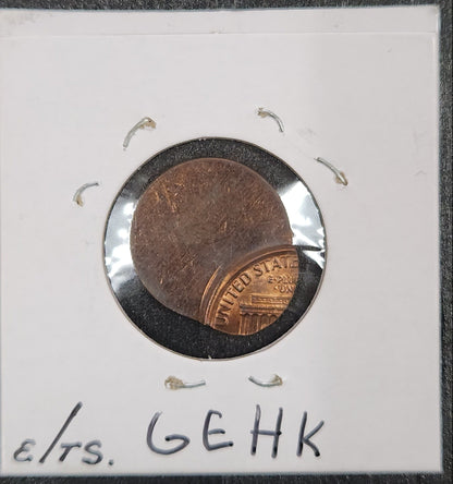 Lincoln Cent Off Center Mint Error GEHK — Reverse