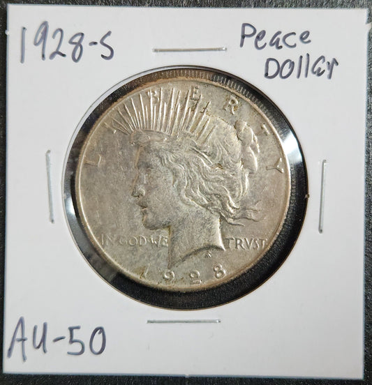 1928-S Peace Dollar AU-50 7909.50 — Obverse