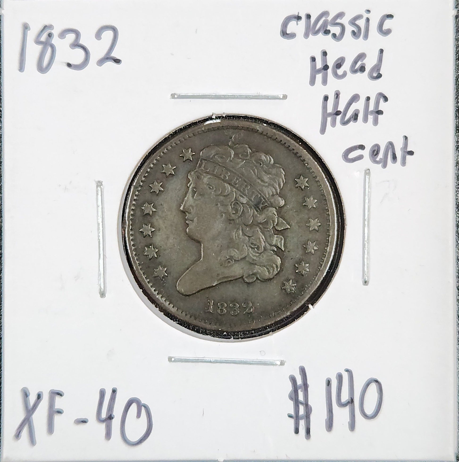 1832 Classic Head Half Cent XF-40 552.40 — Obverse