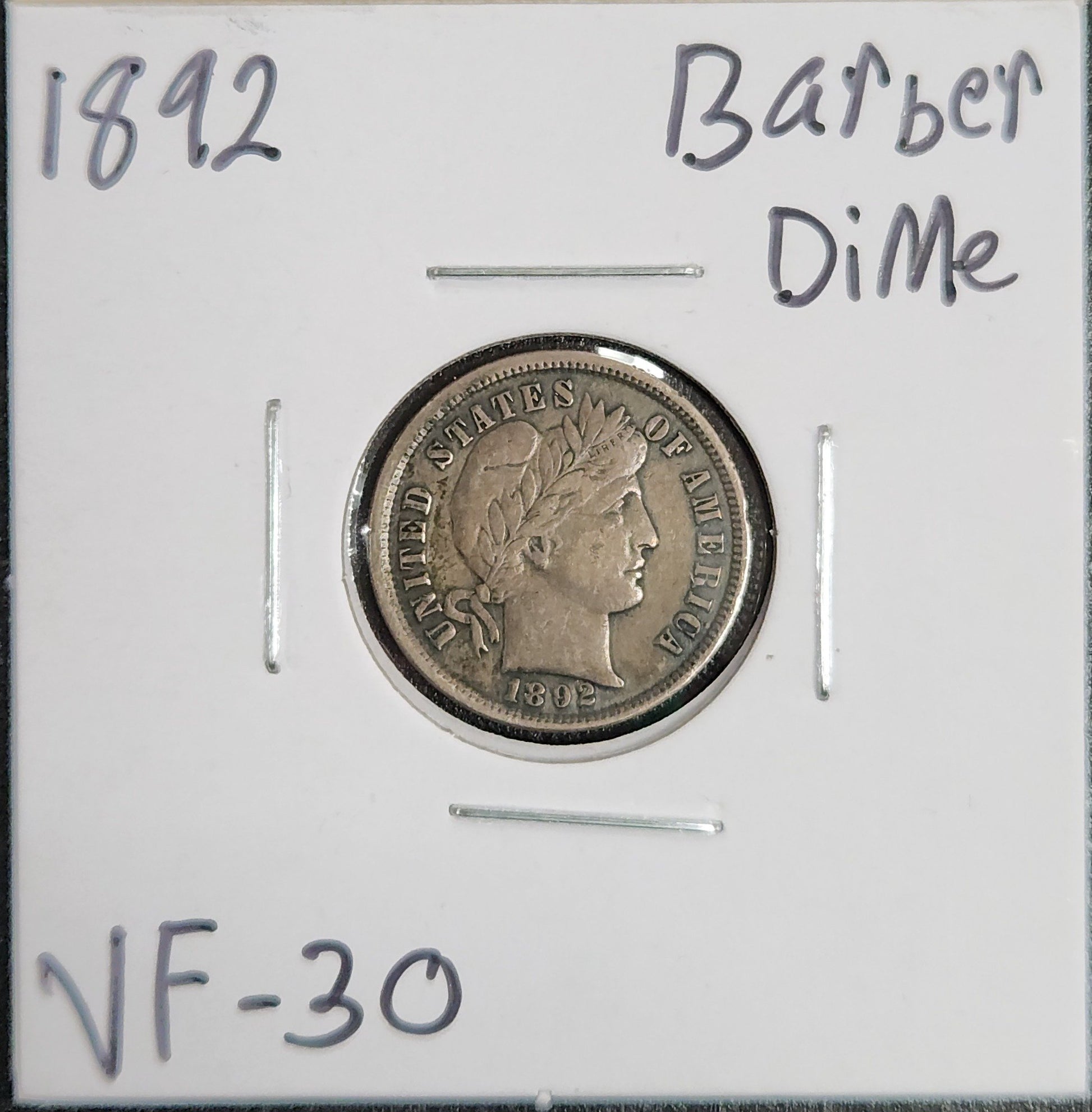 1892 Barber Dime VF-30 4321.30 — Obverse