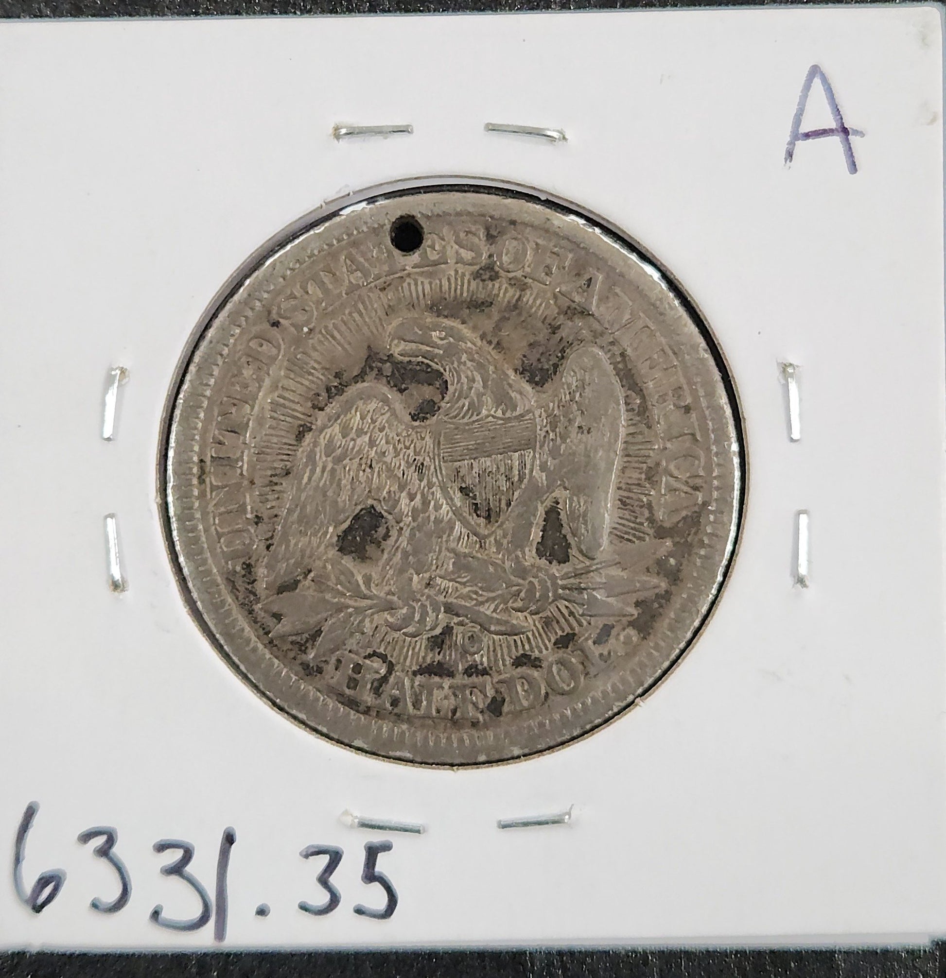 1853'O Seated Half Arrows Ray's Holed VF-35 6331.35 — Reverse