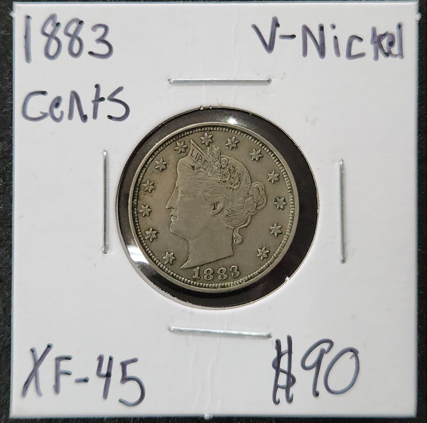 1883 V-Nikel Cents XF-45 2948.45 — Obverse