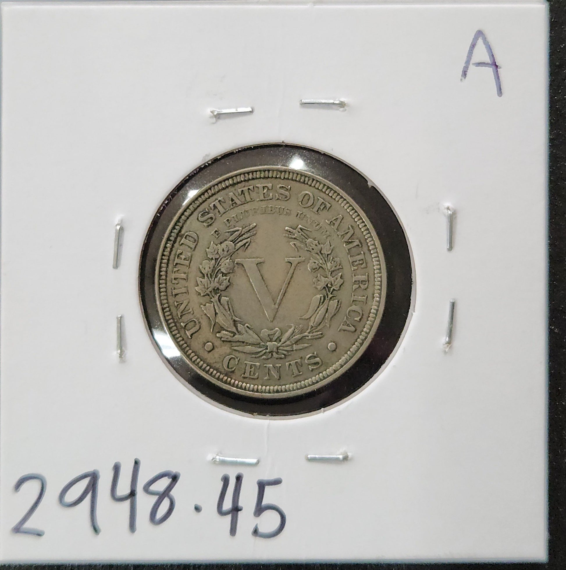 1883 V-Nikel Cents XF-45 2948.45 — Reverse