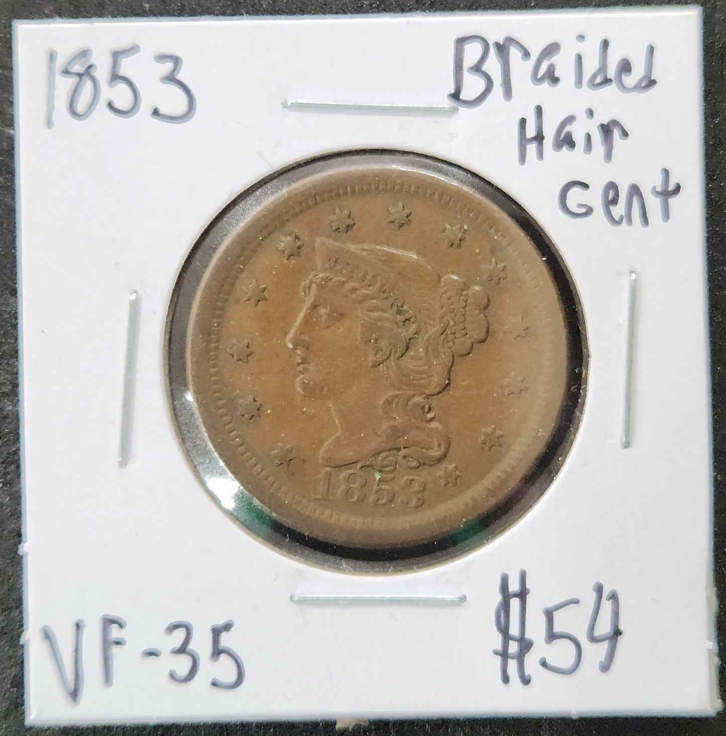 1853 Braided Hair Cent VF-35 1168.35 — Obverse