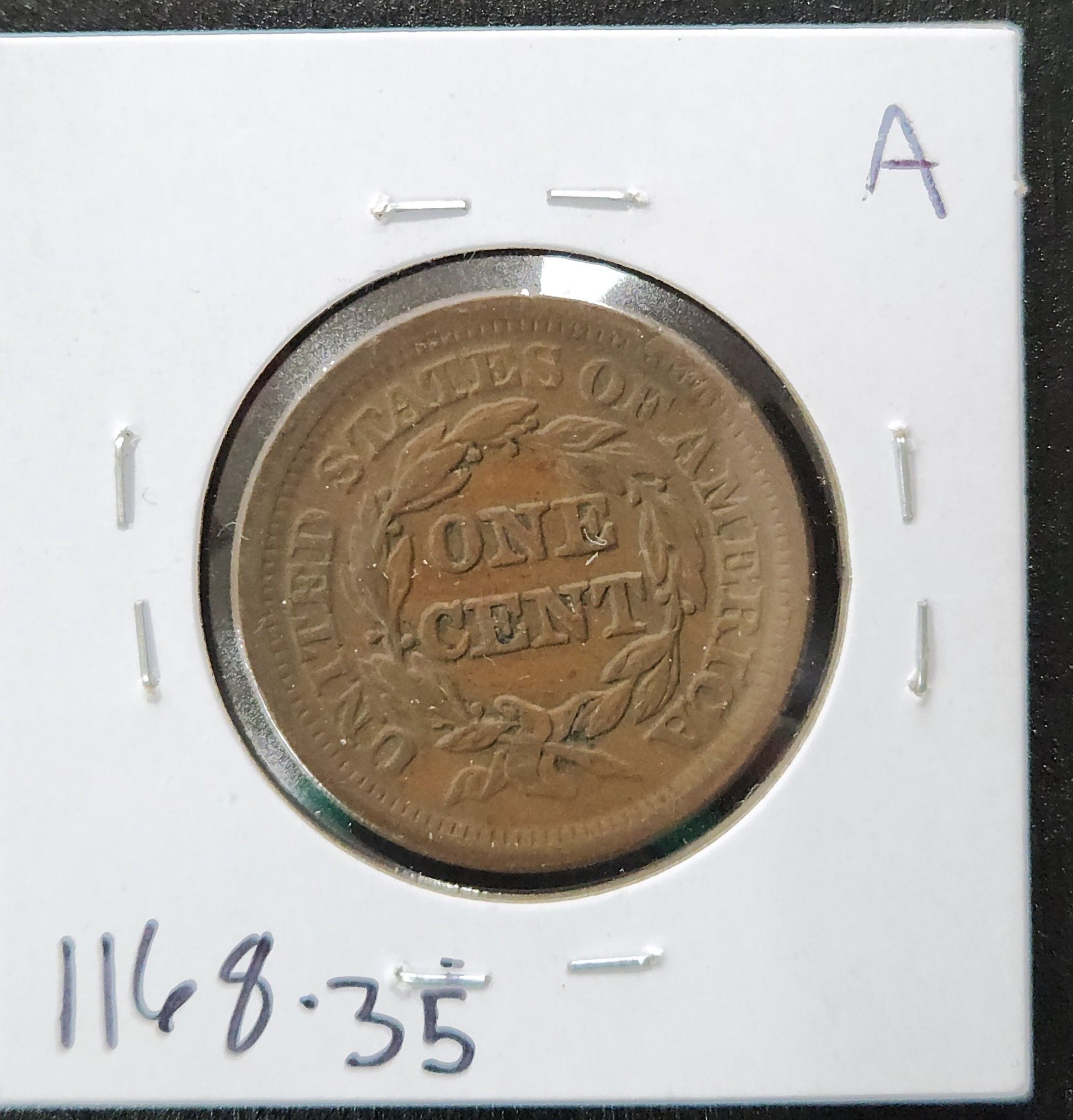 1853 Braided Hair Cent VF-35 1168.35 — Reverse
