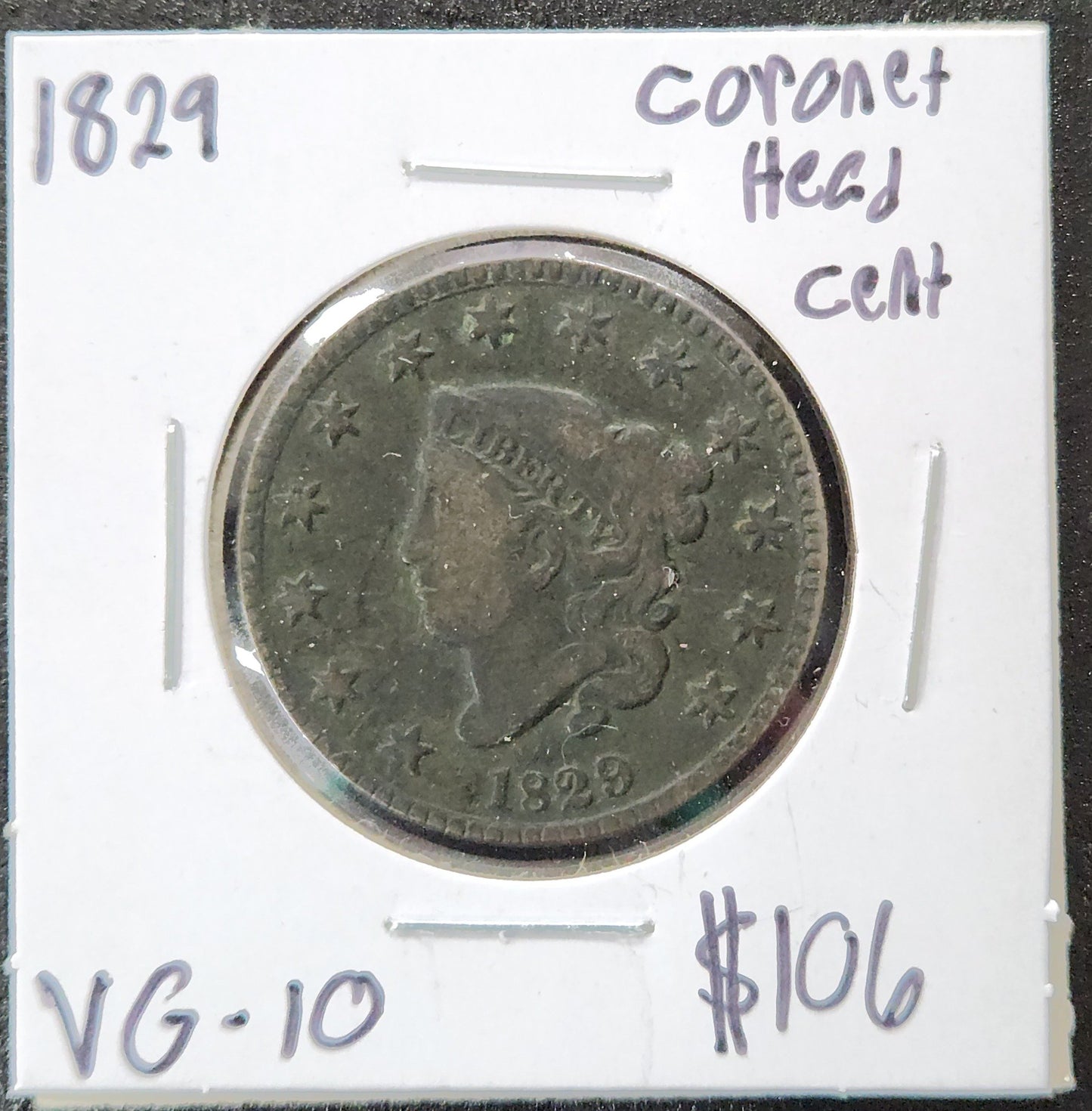 1829 Cornet Head Cent VG-10 955.10 — Obverse