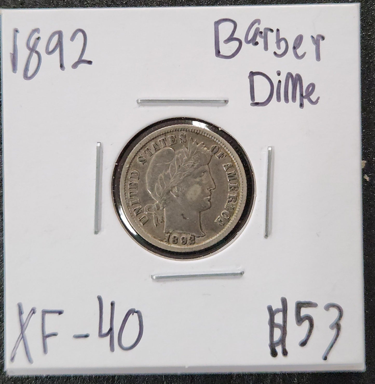 1892 Barber Dime XF-40 4321.40 — Obverse