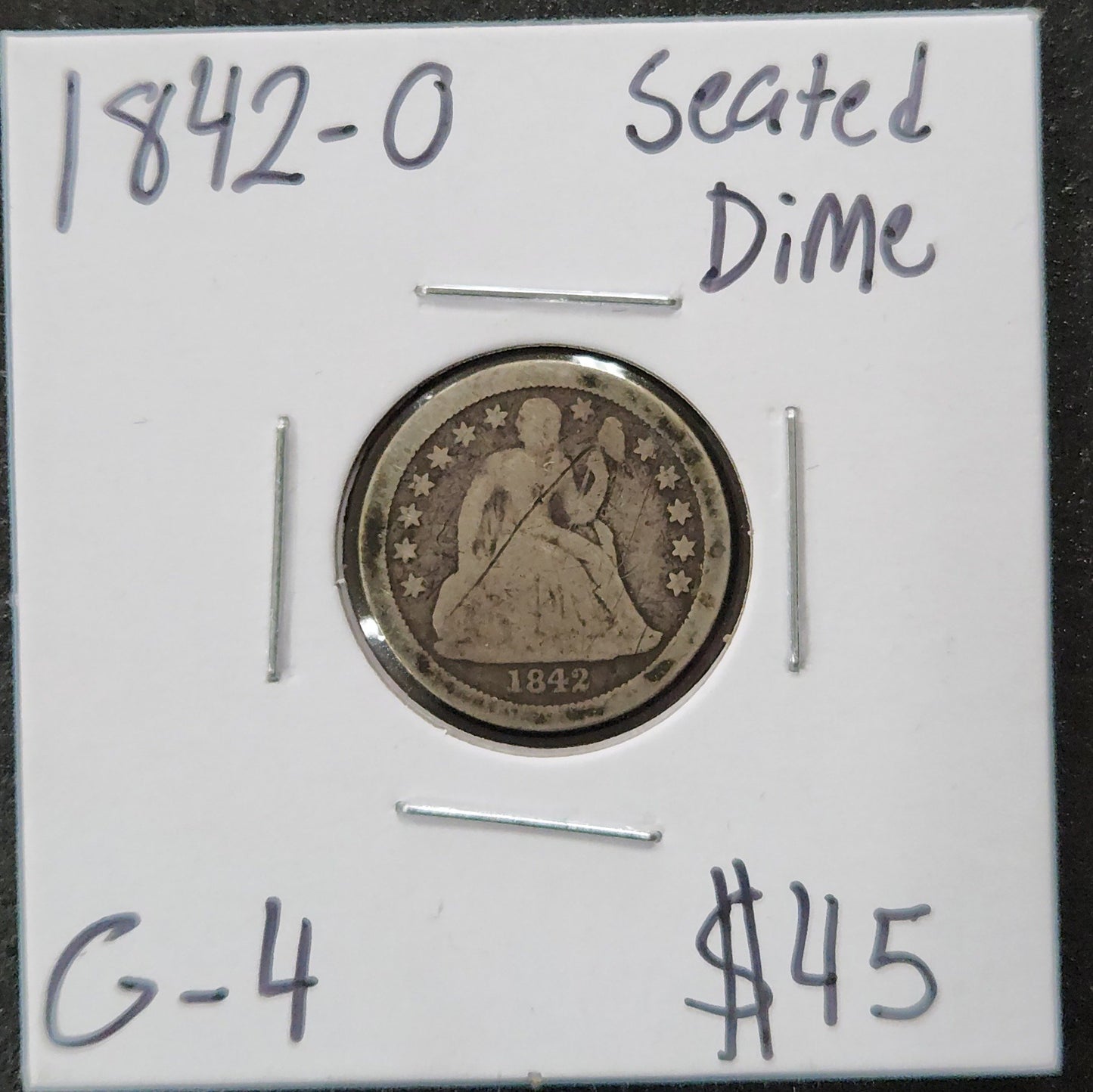 1842-O Seated Dime G-4 4092.4 — Obverse