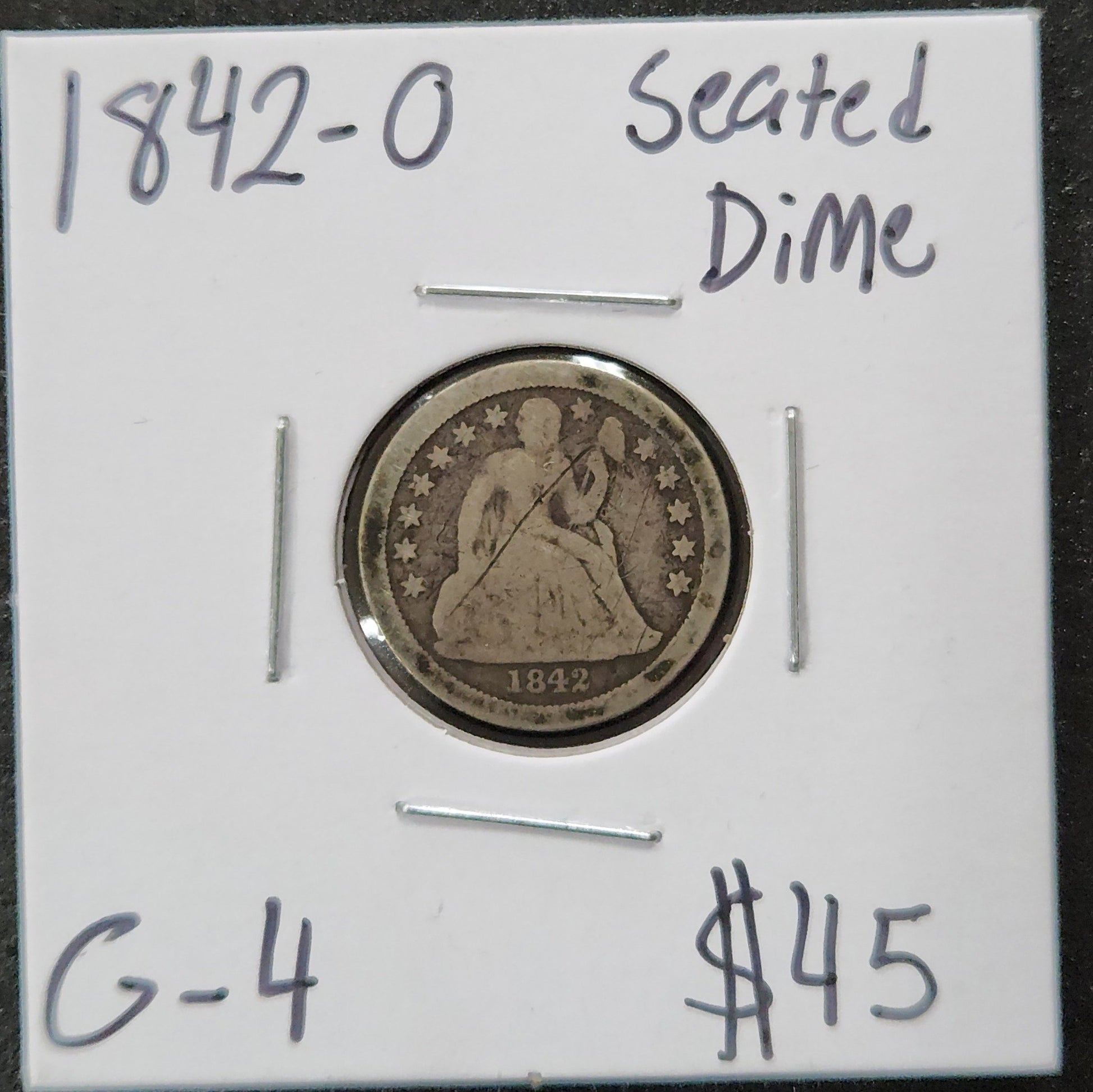 1842-O Seated Dime G-4 4092.4 — Obverse