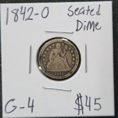 1842-O Seated Dime G-4 4092.4 — Obverse