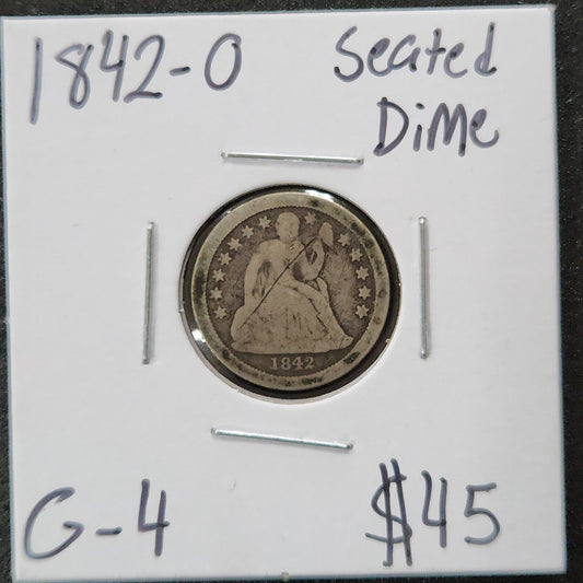 1842-O Seated Dime G-4 4092.4 — Obverse