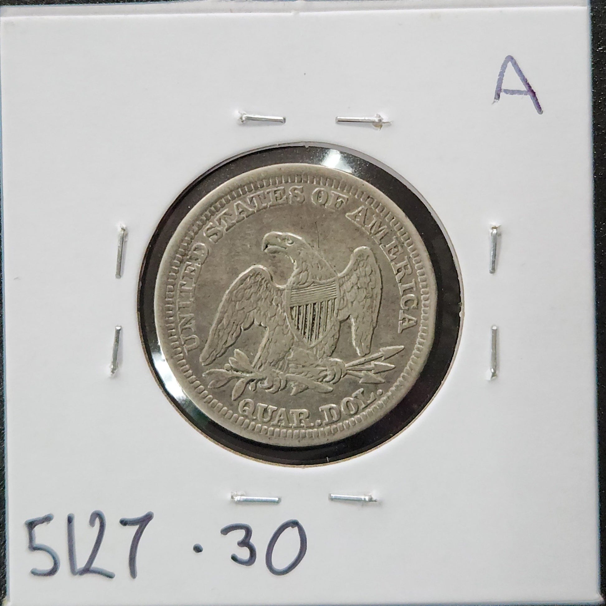 1856 Seated Quarter VF 5127.30 — Reverse