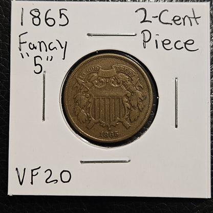 1856 2-Cent Piece "Fancy 5" Variety 213356.20-A — Obverse