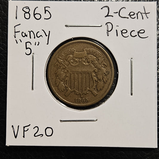 1856 2-Cent Piece "Fancy 5" Variety 213356.20-A — Obverse