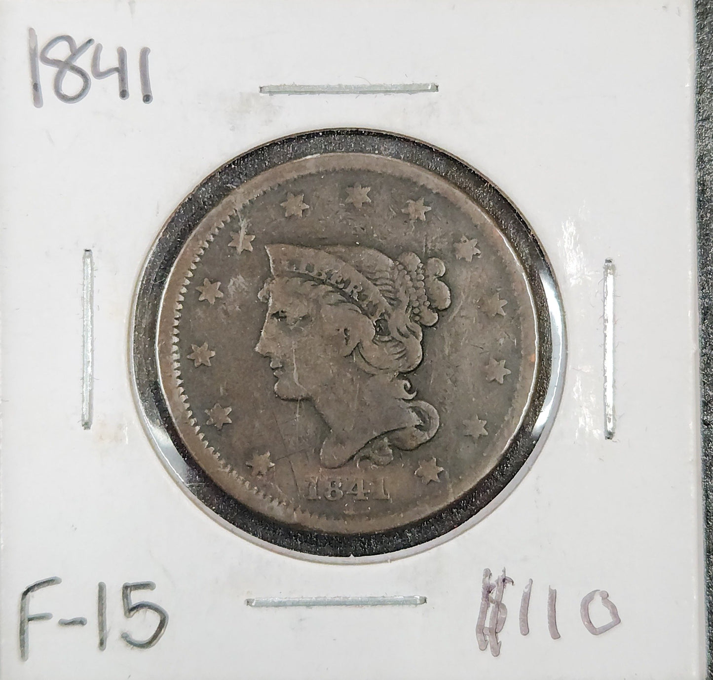 1841 Braided Hair Large Cent F-15 1078.15 — Obverse