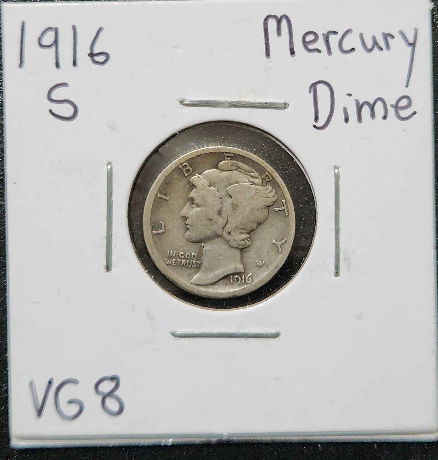 1916-S Mercury Dime VG-8 4525.8 — Obverse