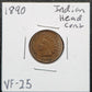 1890 Indian Head Cent VF-25 1386.25 — Obverse