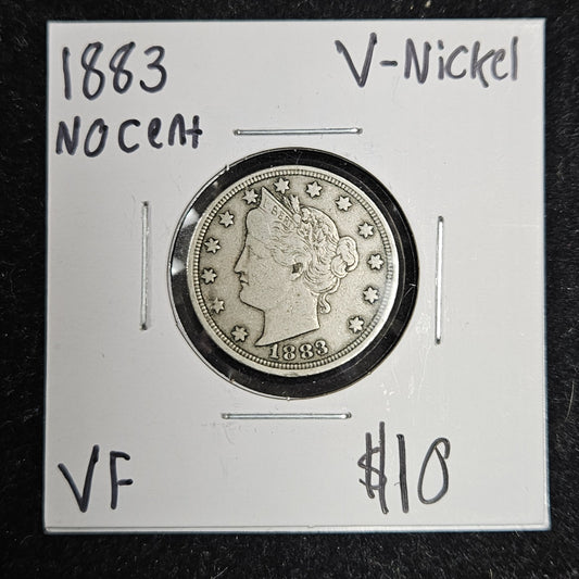 1883 Liberty V Nickel No Cents Very Fine 2947.VF-A — Obverse
