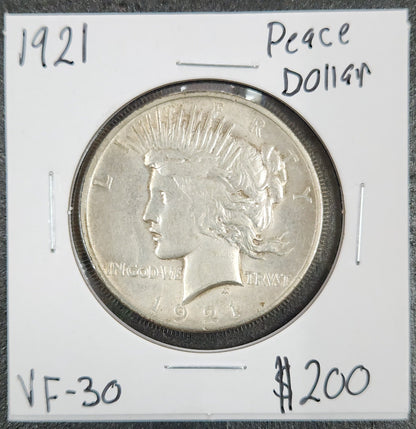 1921 Peace Dollar VF-30 7887.30-A — Obverse