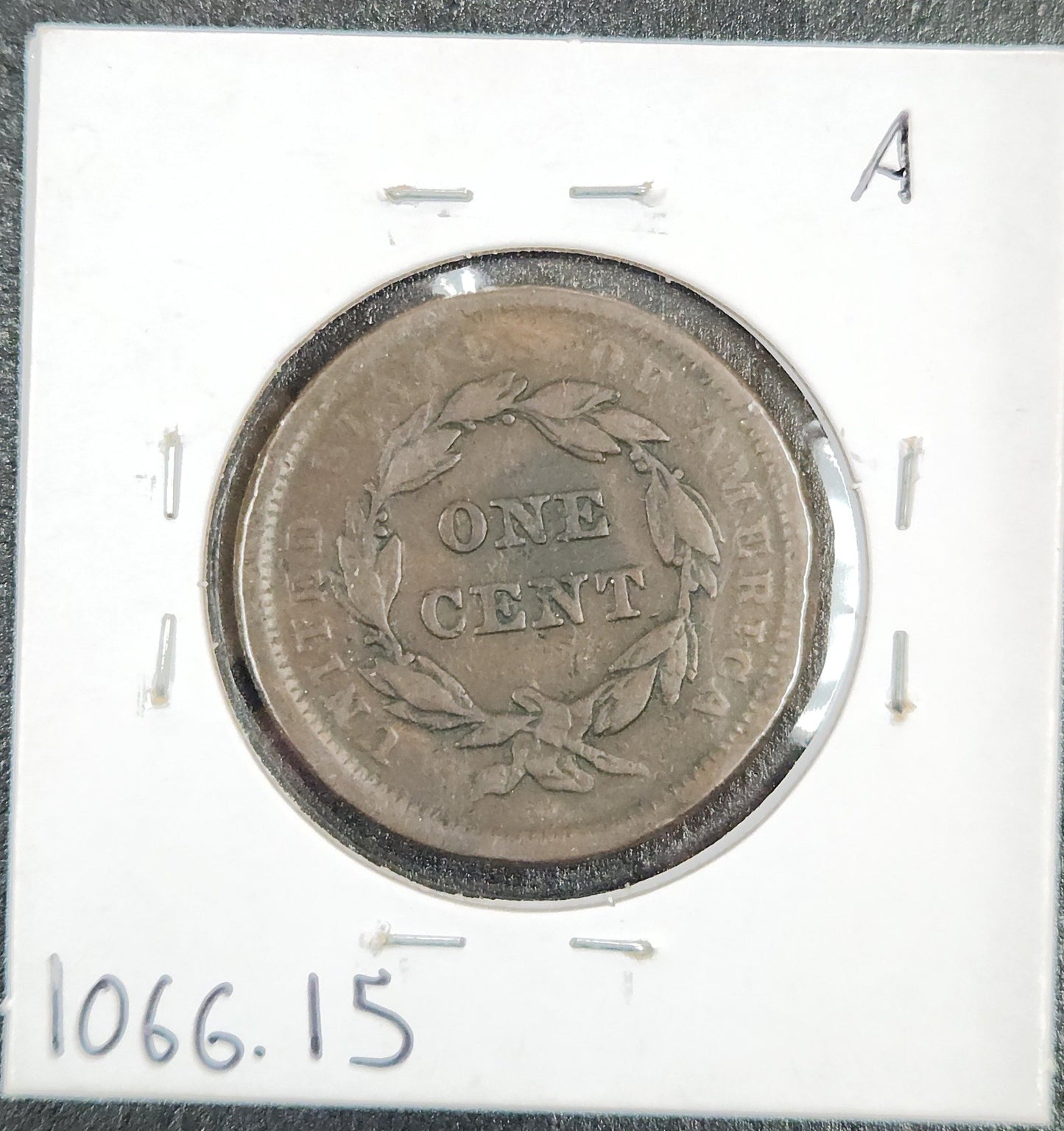 1840 Braided Hair Cent Large Date F-15 1066.15-A — Reverse