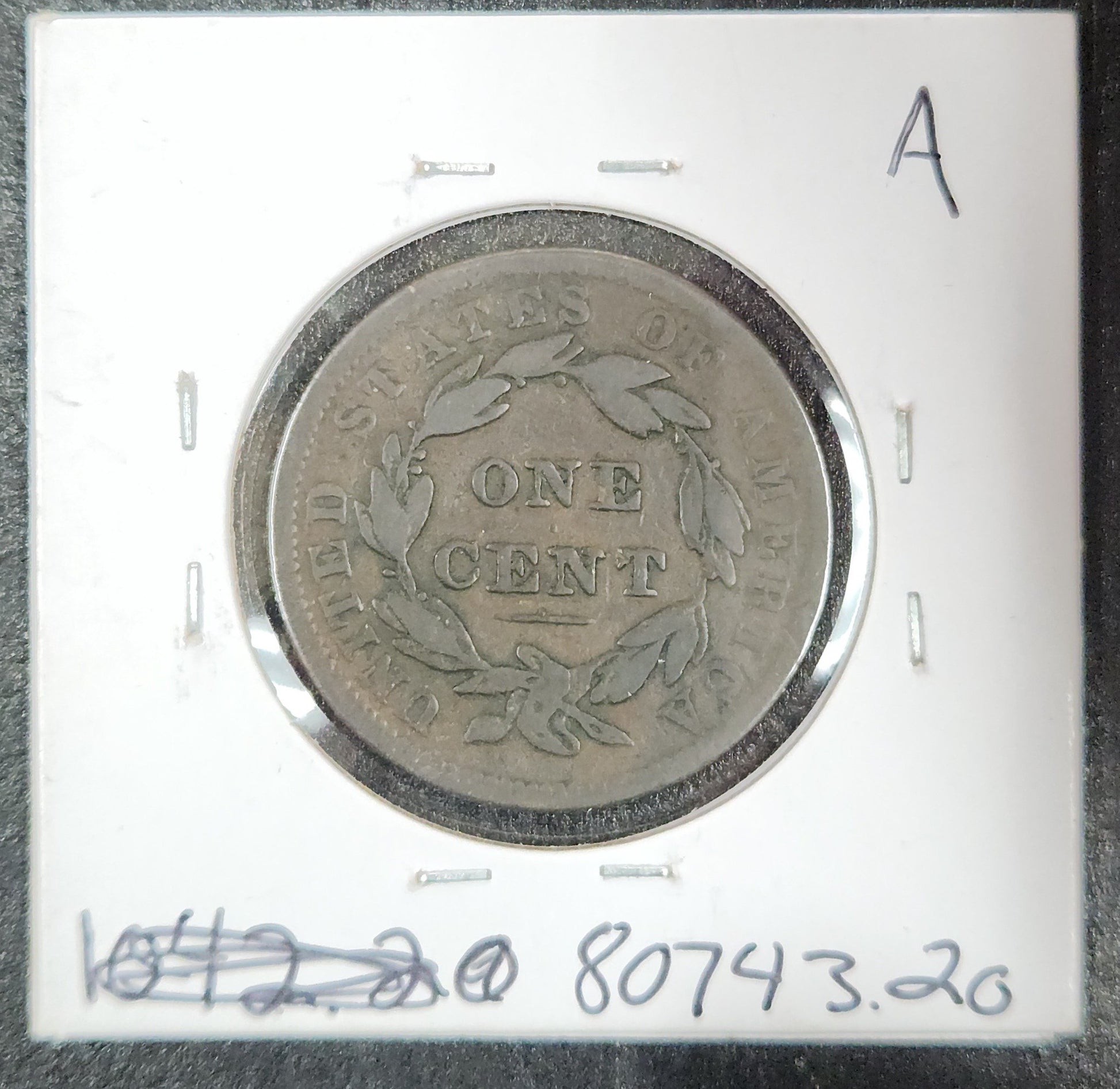 1838 Coronet Head Cent N-3 R-1 VF-20 80743.20-A — Reverse