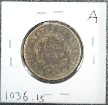 1837 Coronet Head Large Cent Medium Letters F-15 1036.15-A — Reverse