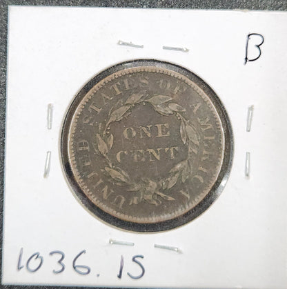 1837 Coronet Head Large Cent Medium Letters F-15 1036.15-B — Reverse
