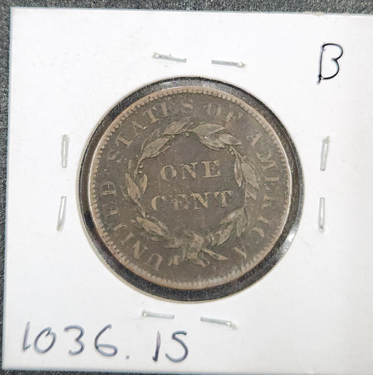 1837 Coronet Head Large Cent Medium Letters F-15 1036.15-B — Reverse