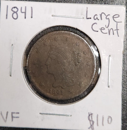 1841 Large Cent VF 1078.VF-A — Obverse