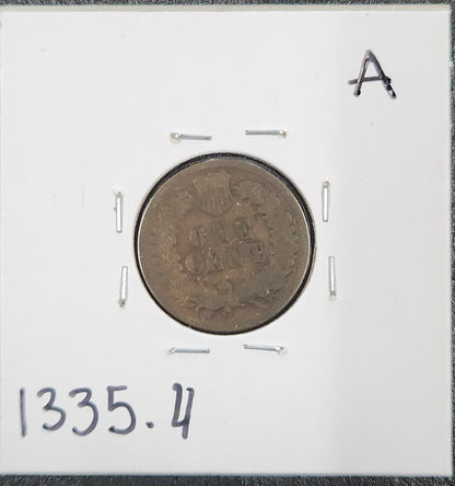 1874 Indian Head Cent G-4 1335.4-A — Reverse
