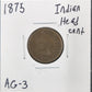 1875 Indian Head Cent AG-3 1338.3-A — Obverse