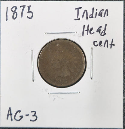 1875 Indian Head Cent AG-3 1338.3-A — Obverse