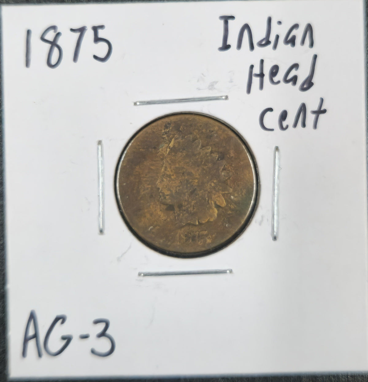 1875 Indian Head Cent AG-3 1338.3-B — Obverse