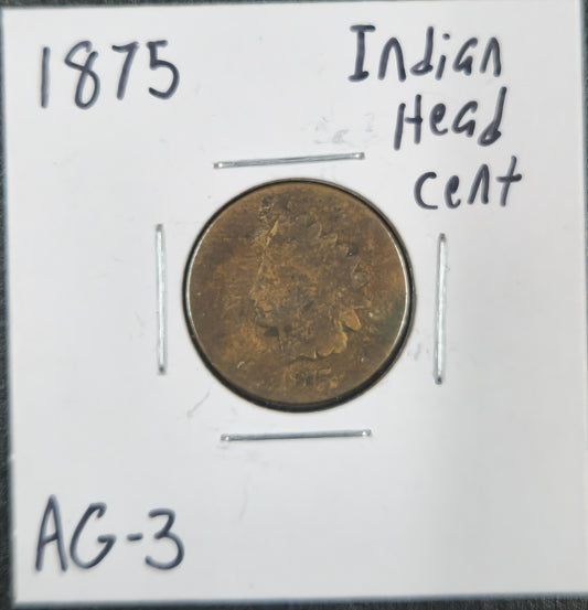 1875 Indian Head Cent AG-3 1338.3-B — Obverse