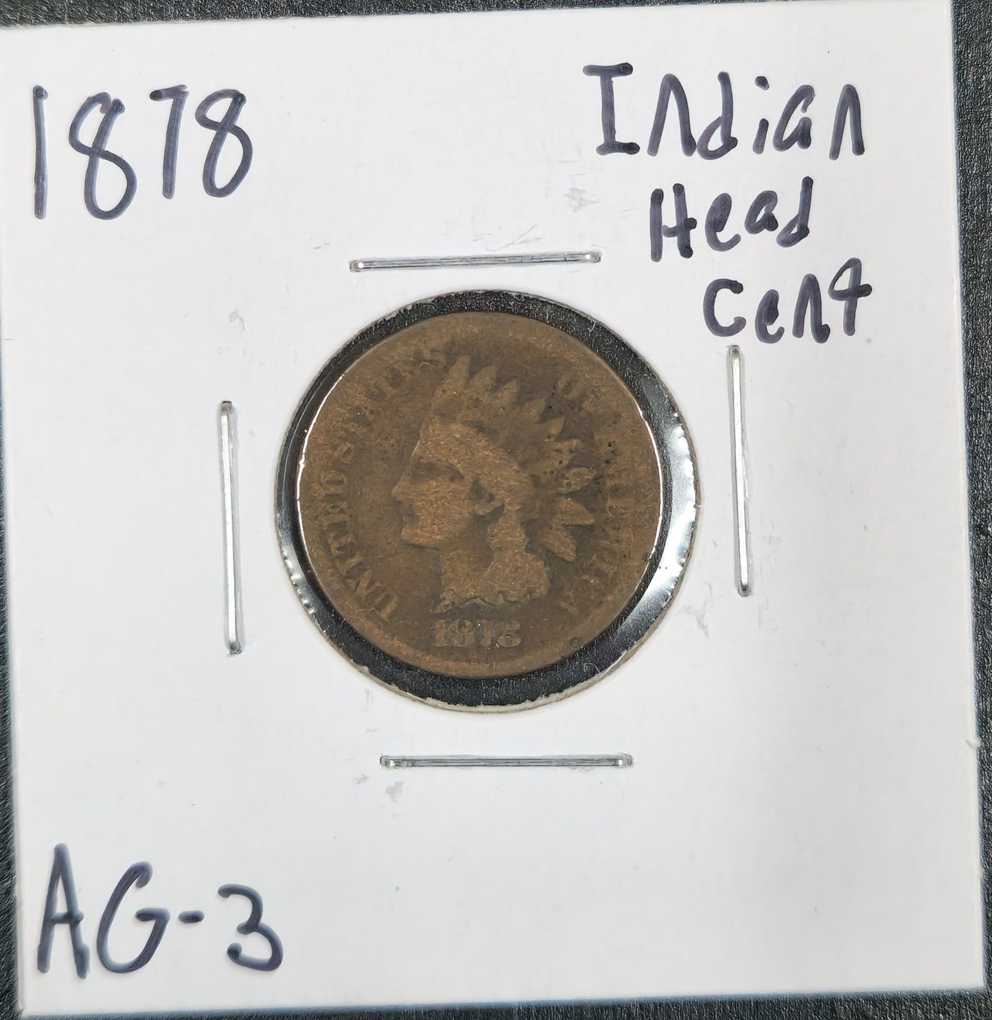 1878 Indian Head Cent AG-3 1347.3-A — Obverse