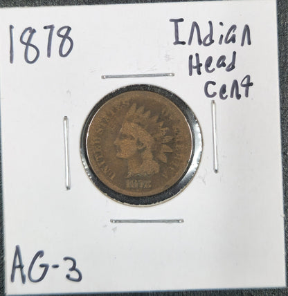 1878 Indian Head Cent AG-3 1347.3-A — Obverse