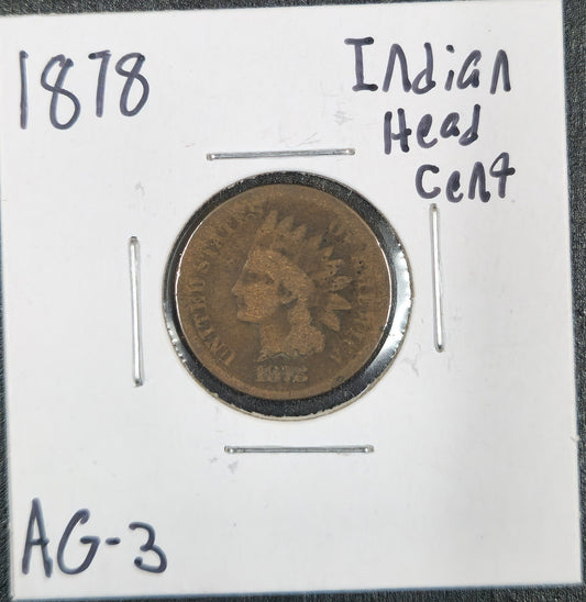 1878 Indian Head Cent AG-3 1347.3-A — Obverse