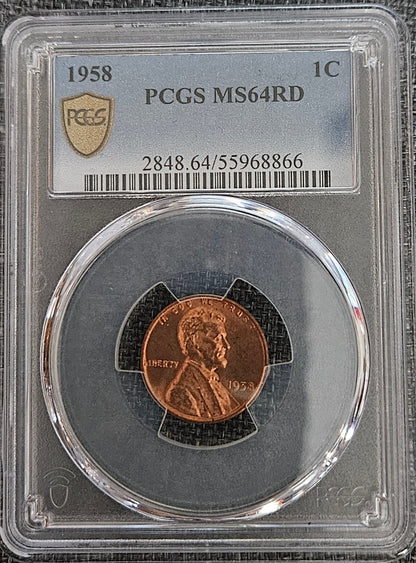 1958 Lincoln Wheat Cent PCGS MS64RD 55968866 — Obverse