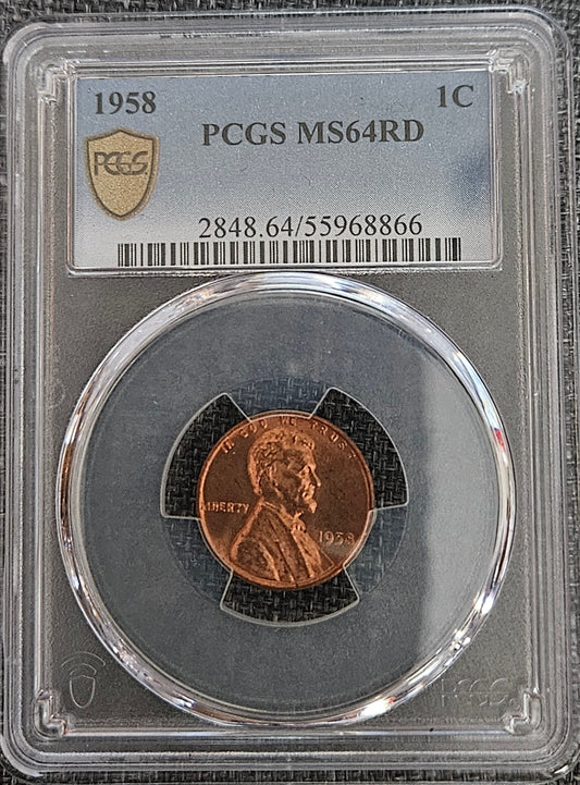 1958 Lincoln Wheat Cent PCGS MS64RD 55968866 — Obverse