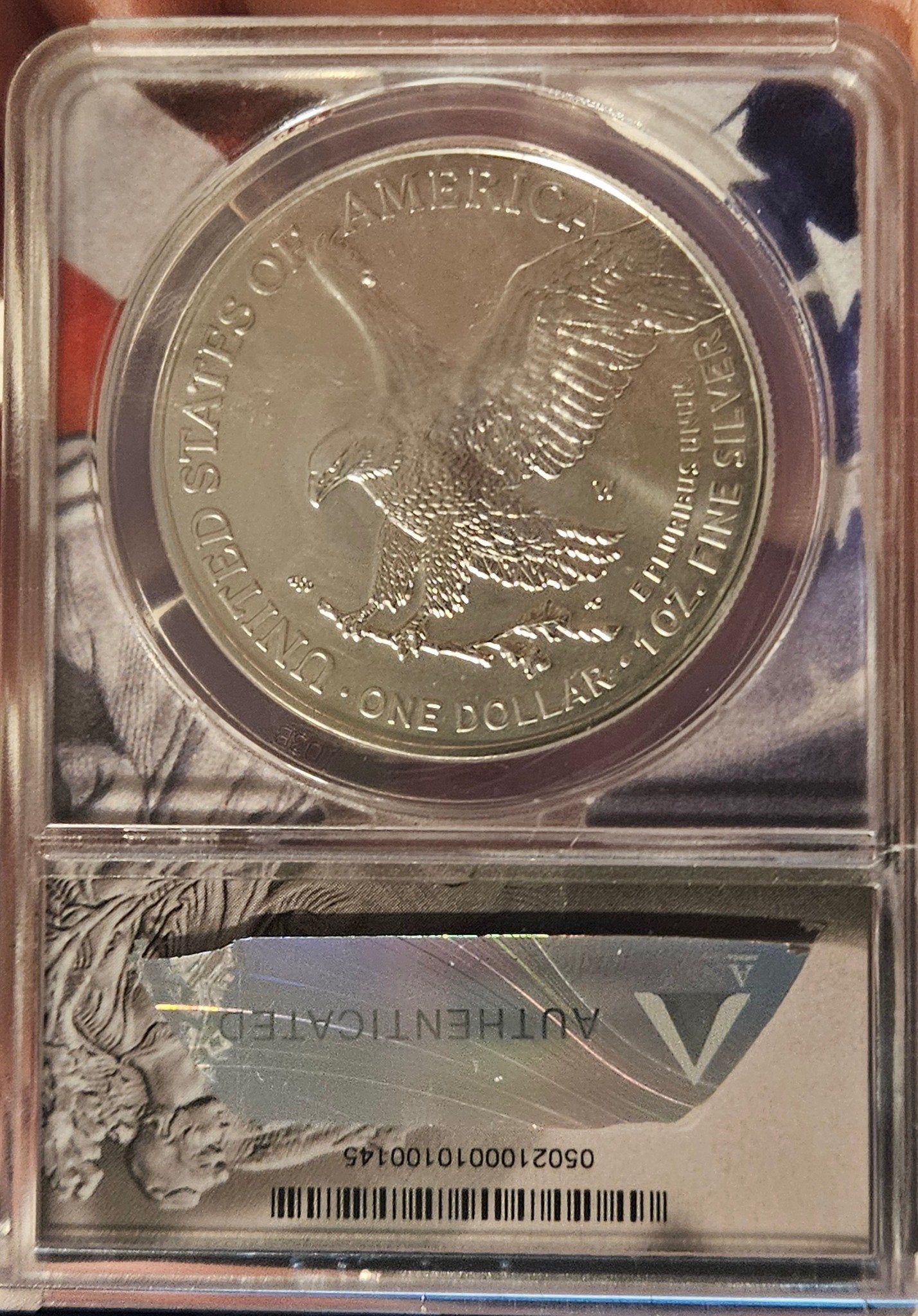 2022-W American Silver Eagle Burnished ANACS SP70 West Point Mint — Reverse