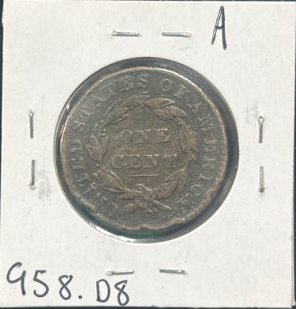 1829 Coronet Head Cent Med Ltr DVG8 958.D8 — Reverse