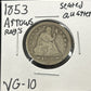 1853 Arrows/Rays Seated Quarter — Obverse