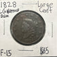 1828 Coronet head cent Lg Narrow Date F-15 946.15 — Obverse
