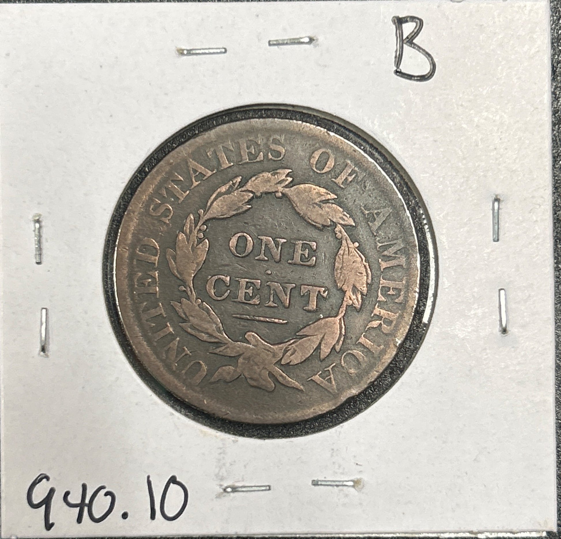 1827 Coronet head cent VG-10 940.10 — Reverse