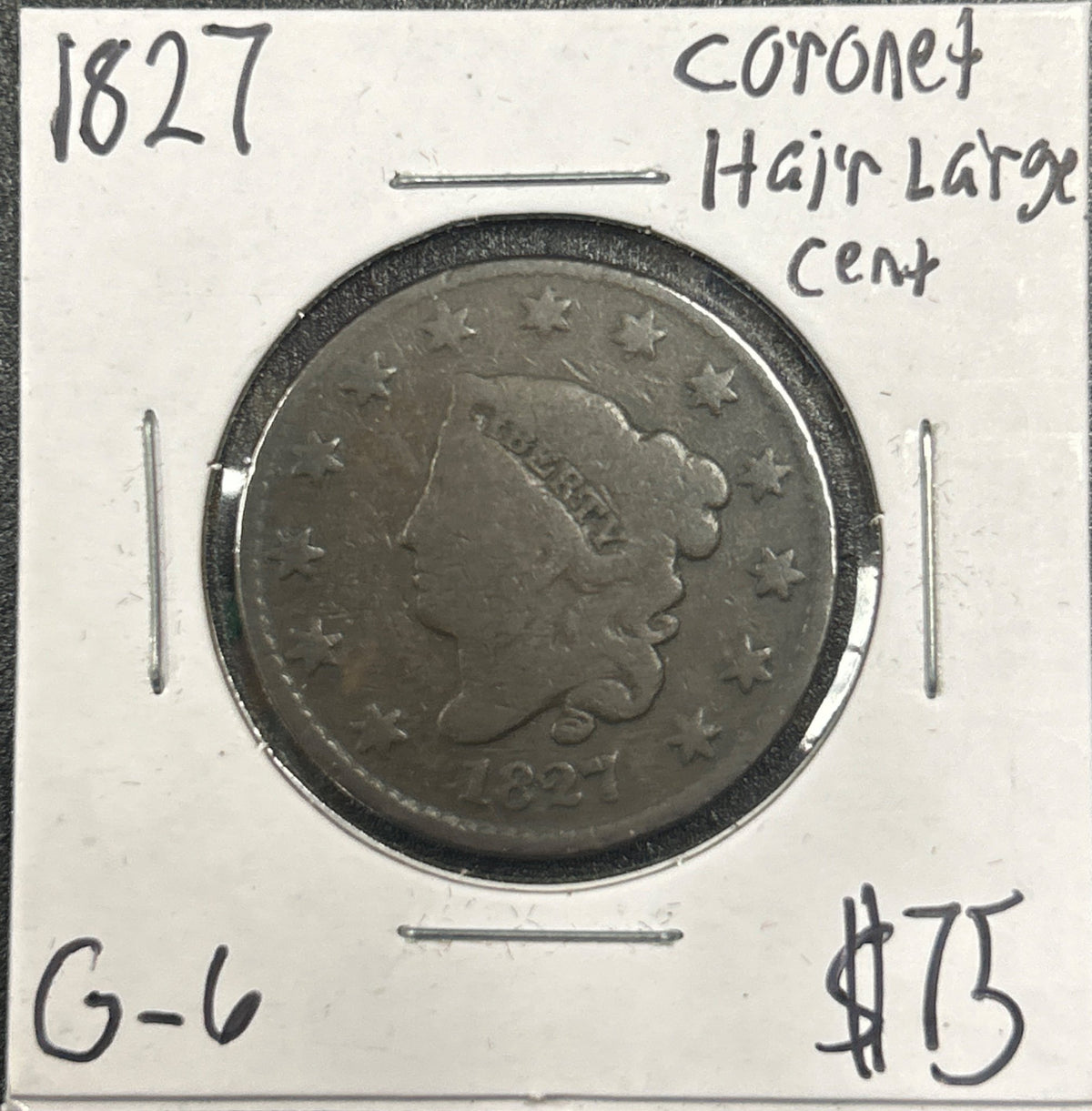 1827 Coronet head cent G-6 940.6 — Obverse