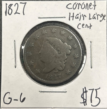 1827 Coronet head cent G-6 940.6 — Obverse