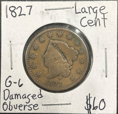 1827 Coronet head cent DG-6 940.D6 — Obverse