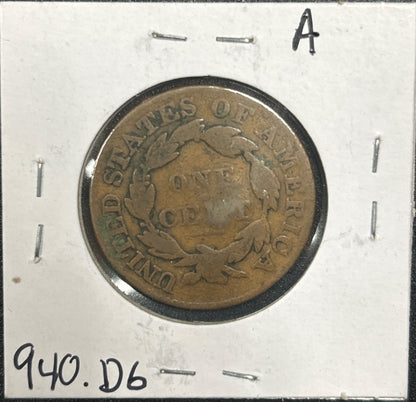 1827 Coronet head cent DG-6 940.D6 — Reverse